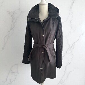 MICHAEL KORS Women's Gray Hooded Winter Coat Size Small